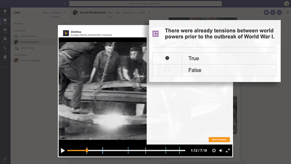 ClickView Microsoft Teams integration share interactive videos with students