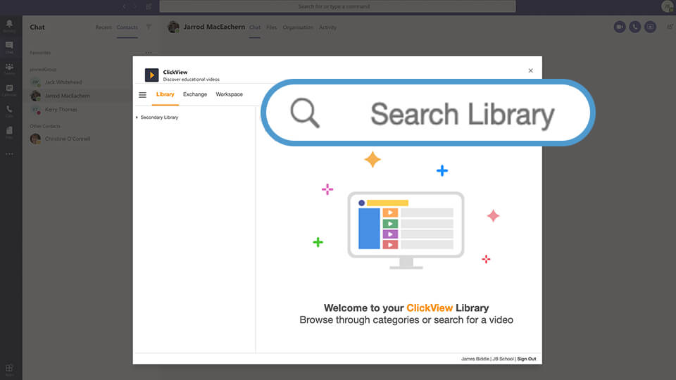 ClickView Microsoft Teams library search