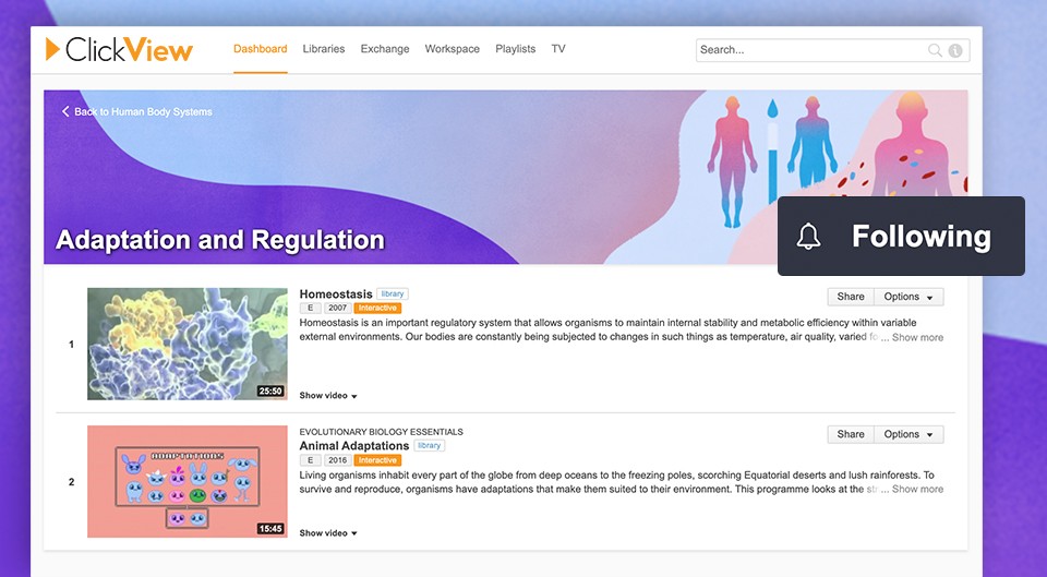 ClickView Playlists - Adaptation and Regulation