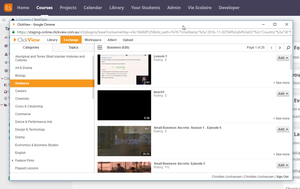 ClickView itsLearning Integration