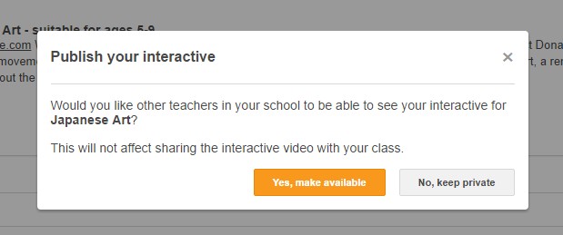 ClickView prompt before publishing an interactive video