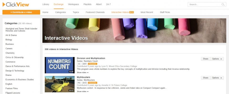 Interactive videos in the ClickView Exchange