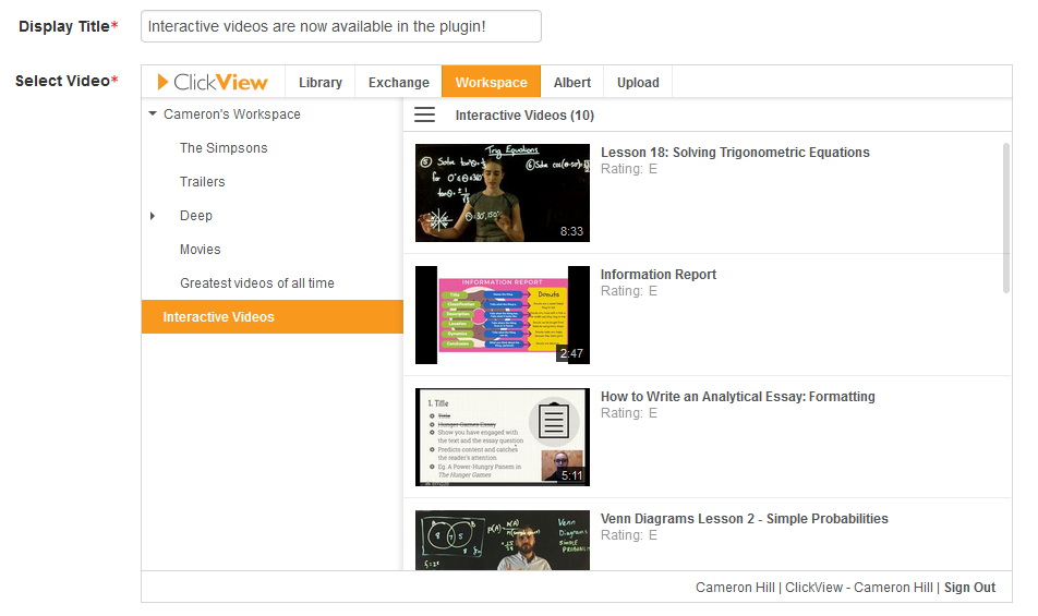 Interactive Videos in ClickView Plugin